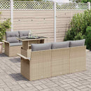 Havesofa Sæt med pude 6 pcs Beige polyrattan