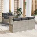 Havesofa Sæt med pude 6 pcs Lysegrå polyrattan