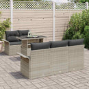 Havesofa Sæt med pude 6 pcs Lysegrå polyrattan