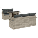 Havesofa Sæt med pude 6 pcs Lysegrå polyrattan