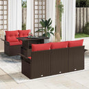 Havesofa Sæt med pude 6 pcs Brun polyrattan