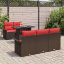 Havesofa Sæt med pude 6 pcs Brun polyrattan