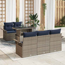 Havesofa Sæt med pude 6 pcs Grå polyrattan