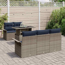 Havesofa Sæt med pude 6 pcs Grå polyrattan