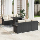 Havesofa Sæt med pude 7 pcs Sort polyrattan