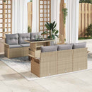 Havesofa Sæt med pude 7 pcs Beige polyrattan