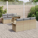 Havesofa Sæt med pude 7 pcs Beige polyrattan