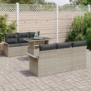 Havesofa Sæt med pude 7 pcs Lysegrå polyrattan