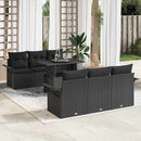 Havesofa Sæt med pude 7 pcs Sort polyrattan