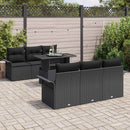 Havesofa Sæt med pude 7 pcs Sort polyrattan