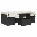 Havesofa Sæt med pude 7 pcs Sort Poly rattan