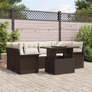 Havesofa Sæt med pude 7 pcs Brun polyrattan