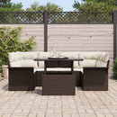 Havesofa Sæt med pude 7 pcs Brun polyrattan