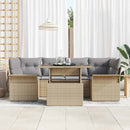 Havesofa Sæt med pude 7 pcs Beige Poly rattan