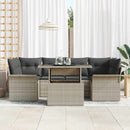 Havesofa Sæt med pude 7 pcs Lysegrå Poly rattan