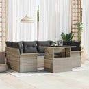 Havesofa Sæt med pude 7 pcs Lysegrå Poly rattan