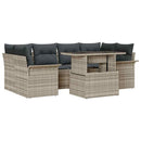 Havesofa Sæt med pude 7 pcs Lysegrå Poly rattan