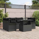 Havesofa Sæt med pude 7 pcs Sort Poly rattan