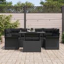 Havesofa Sæt med pude 7 pcs Sort Poly rattan