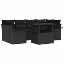 Havesofa Sæt med pude 7 pcs Sort Poly rattan