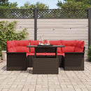 Havesofa Sæt med pude 7 pcs Brun polyrattan