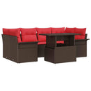Havesofa Sæt med pude 7 pcs Brun polyrattan