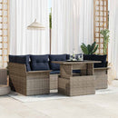 Havesofa Sæt med pude 7 pcs Grå polyrattan