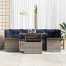 Havesofa Sæt med pude 7 pcs Grå polyrattan