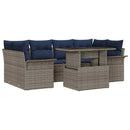 Havesofa Sæt med pude 7 pcs Grå polyrattan
