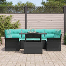 Havesofa Sæt med pude 7 pcs Sort Poly rattan