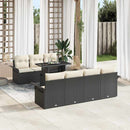 Havesofa Sæt med pude 8 pcs Sort polyrattan