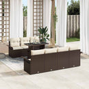 Havesofa Sæt med pude 8 pcs Brun polyrattan