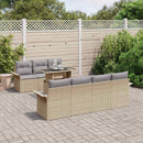 Havesofa Sæt med pude 8 pcs Beige polyrattan