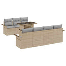Havesofa Sæt med pude 8 pcs Beige polyrattan