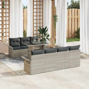 Havesofa Sæt med pude 8 pcs Lysegrå polyrattan