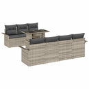 Havesofa Sæt med pude 8 pcs Lysegrå polyrattan