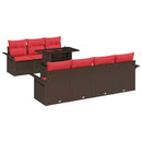 Havesofa Sæt med pude 8 pcs Brun polyrattan