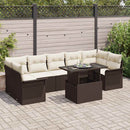 Havesofa Sæt med pude 8 pcs Brun polyrattan