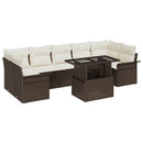 Havesofa Sæt med pude 8 pcs Brun polyrattan