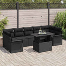 Havesofa Sæt med pude 8 pcs Sort polyrattan
