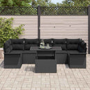 Havesofa Sæt med pude 8 pcs Sort polyrattan