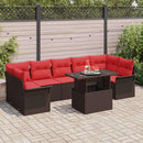 Havesofa Sæt med pude 8 pcs Brun polyrattan