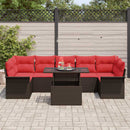 Havesofa Sæt med pude 8 pcs Brun polyrattan