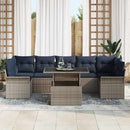 Havesofa Sæt med pude 8 pcs Grå polyrattan