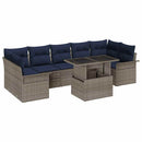 Havesofa Sæt med pude 8 pcs Grå polyrattan