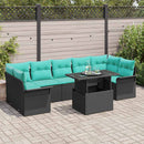 Havesofa Sæt med pude 8 pcs Sort Poly rattan