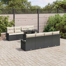 Havesofa Sæt med pude 9 pcs Sort Poly rattan
