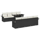 Havesofa Sæt med pude 9 pcs Sort Poly rattan