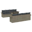 Havesofa Sæt med pude 9 pcs Grå polyrattan