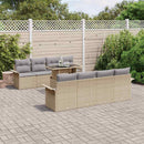 Havesofa Sæt med pude 9 pcs Beige polyrattan